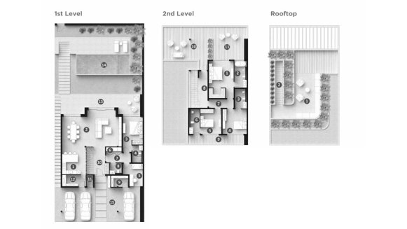 Villa floor plan, 4 bedrooms in Mutti Family Villas No. 11007 (2D)